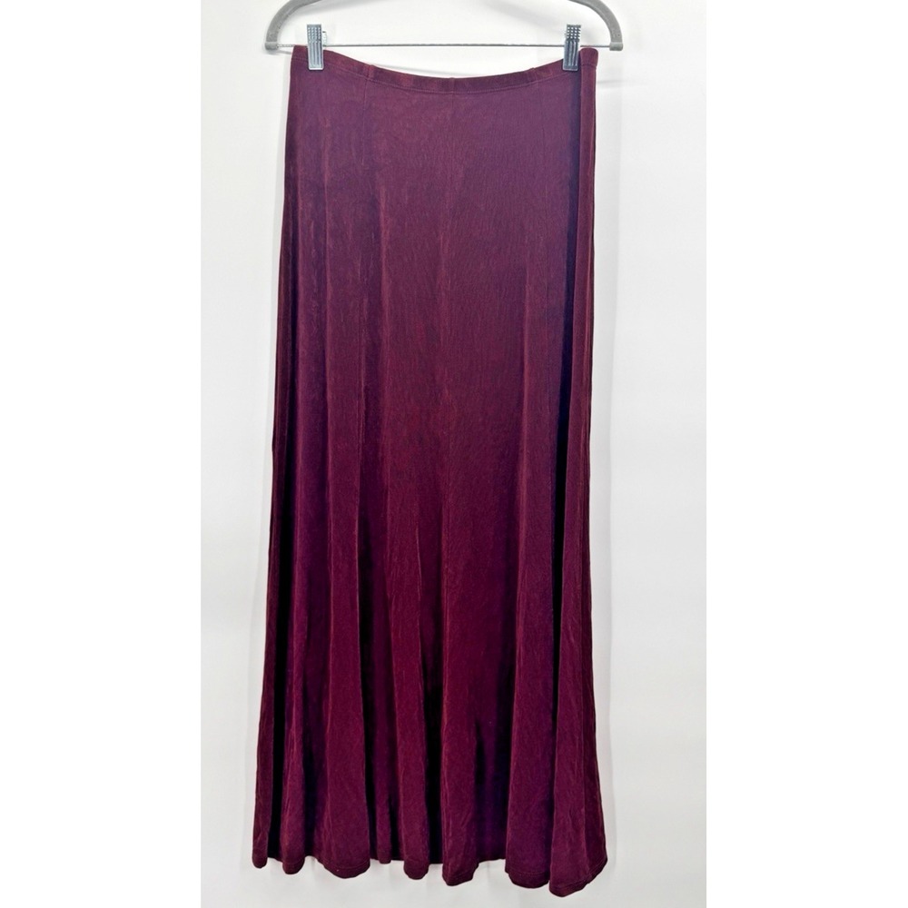 Whimsigoth Burgundy Maxi Skirt Medium Flowy Stretch Fairy Grunge Jewel Tones